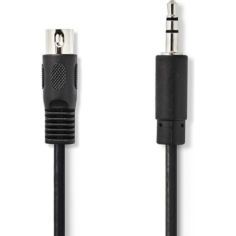 Nedis DIN-Audio-Kabel / DIN 5-Pin Stecker / 3.5 mm Stecker / Vernickelt / 2.00 m / Rund / PVC / Schwarz / Label