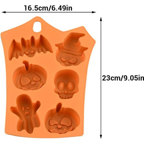 Lot de 2 moules à pâtisserie en silicone pour Halloween : citrouille, squelette, tête, chauve-souris, fantôme, gâteau, cupcake, chocolat. Outils de pâtisserie DIY pour Halloween (1/5)