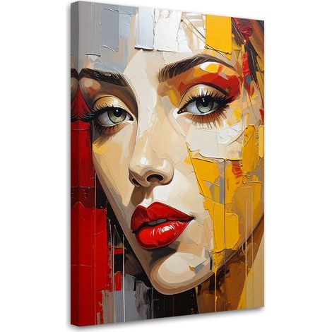 Stampe su Tela, Ritratto di donna giallo e rosso, 40x60 (1/5)