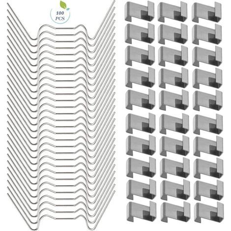 100 PCS Clips de serre pour verre, Clips de fenêtre de serre en acier inoxydable Accessoire pour serre(50 PCS 304 Clips de fil en acier inoxydable W, 50 PCS de chevauchement en acier inoxydable 301 Z) (1/4)