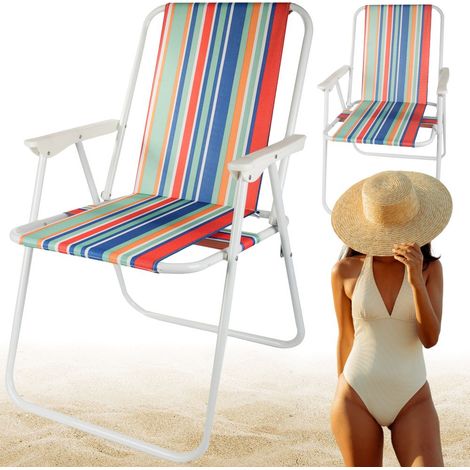 Sedia da spiaggia pieghevole a righe colorate (6) (1/5)