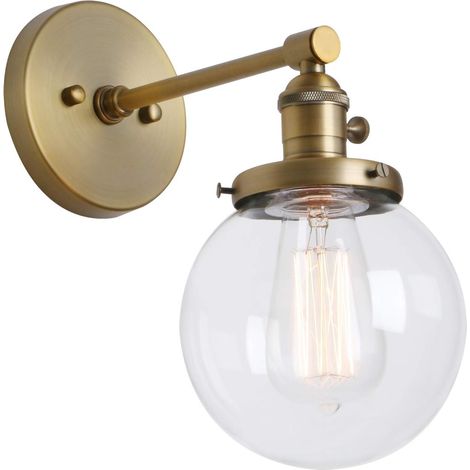 ZOLGINAH Apliques de pared industriales retro, luces de pared vintage con pantalla de cristal de globo, aplique de pared antiguo para sala de estar, cocina, comedor, dormitorio, espejo de tocador (ant (1/5)