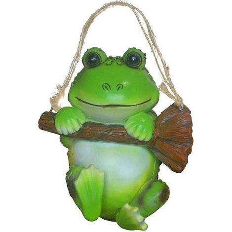 Figurine de grenouille suspendue amusante, à accrocher à un arbre, pour décoration de jardin ou de cour. (1/4)