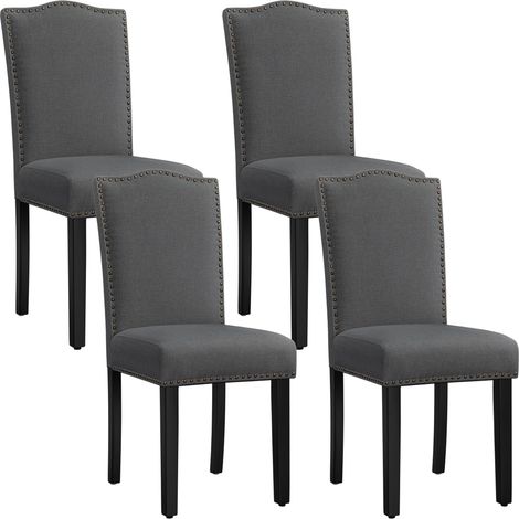 Yaheetech Set 4 Sedie da Pranzo Imbottite Tessuto Classiche Eleganti Gambe in Legno Massello per Cucina Soggiorno Portata 136 kg Grigio Scuro (1/4)
