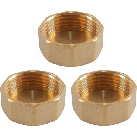 Bouchon en laiton, filetage femelle G1 pouce (32 mm), lot de 3, bouchons borgnes pour tuyaux, joints, embout hexagonal, raccord fileté pour tuyaux d'arrosage (1/5)