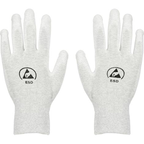 TRU COMPONENTS  ESD-Handschuh innenhandbeschichtet Kleider-Größe: S Polyamidfaser, PU-Beschichtung B (1/3)
