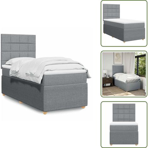 Boxspringbett mit Matratze Hellgrau 90x190 cm Stoff - Boxspringbett - Boxspringbetten - Bett - Schlafzimmermöbel (1/5)