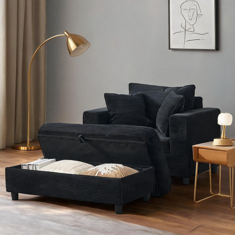 Fauteuil coloris noir en métal & bois 107 x 74 x 57 cm (1/5)