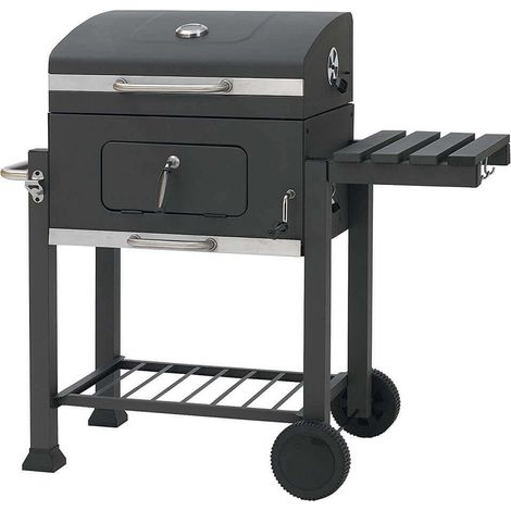 Barbecue a carbonella 118x56x110 cm in acciaio verniciato nero - Melfi