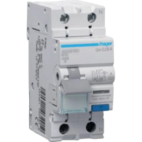 Disjoncteur différentiel Hager fi-ls 1P+N 16 A 30 mA 10 kA