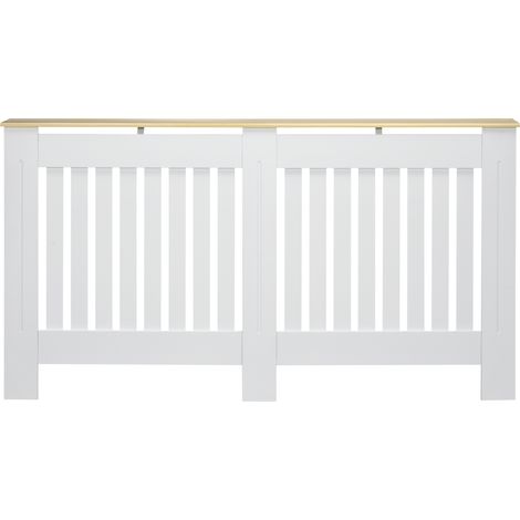 Couvercle de radiateur MDF 152x19x83 cm avec dispositif antivuelco blanc moderne