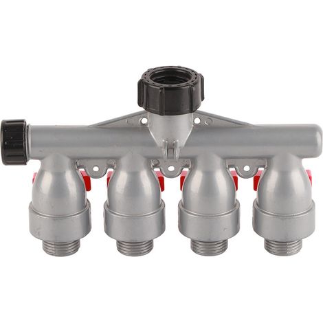 Adaptateur de robinet répartiteur 4 voies en alliage de zinc G3/4 po - Accessoires de jardin (1/5)
