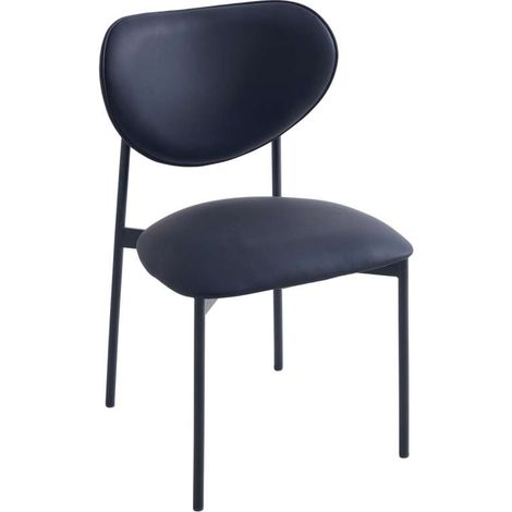 Pack de 2 sillas para cocina o comedor Eva tapizado simil piel negro, 85cm(alto) 52cm(ancho) 47cm(largo) (1/4)