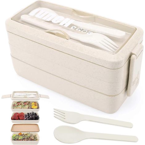Boîte à lunch Bento pour les repas, 1000 ml, compatible micro-ondes, idéale pour emporter au travail, à l'école, en pique-nique ou en voyage.-AquaForge (1/5)