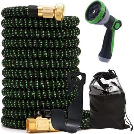 RisingFF Gartenschlauch 30 m, passend für 1/2" und 3/4" Wasserhähne, ideal für Gartenarbeit und Reinigung.