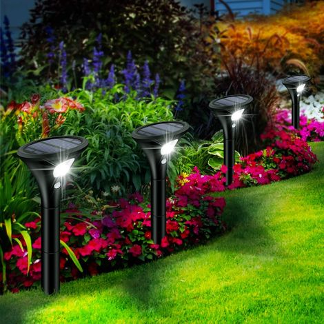 Solar Lights Outdoor, [4 Pack] Outdoor Solar Spotlight with Motion Sensor, LED Solar Lights Outdoor Waterproof IP65 2 Modes Wireless Security Light for Garden, Path, Driveway (1/5)
