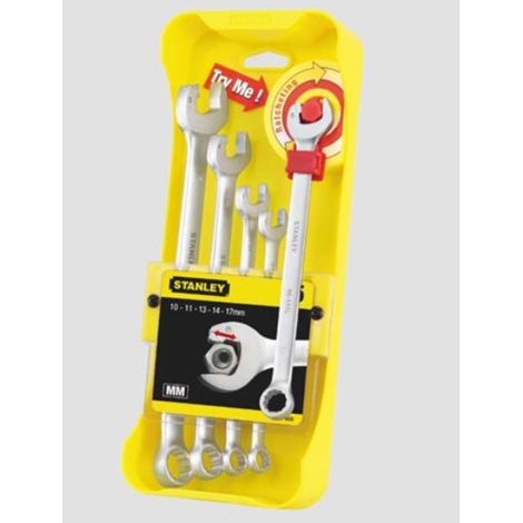 STANLEY - 5 PEZZI -  CUSTODIA CON SET 5CHIAVI COMBINATE A CRICCHETTO DA 10 A 17
