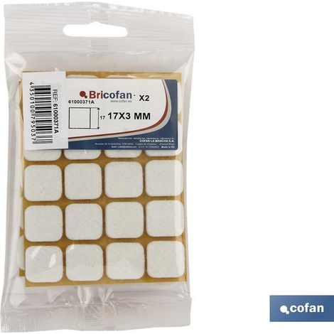 Blíster De 2x20 Uds. Fieltro Cuadrado Blanco 17x17x3 mm