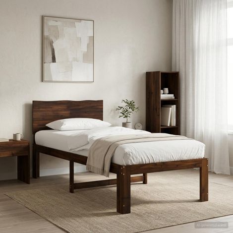 vidaXL Single Bed Frame with Headboard ROSTOCK Dark Brown 100 x 200 cm (1/5)