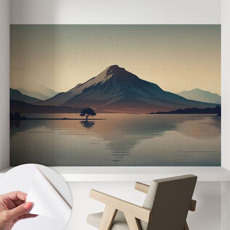 Papier peint autocollant décoratif à motifs pour salon chambre et bureau Tapete adhésif pour décoration Paysage de montagne 104x70 cm (1/5)