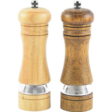 Moulin à Sel et à Poivre - Cœur en Céramique - Réglage de la Mouture - Bois Naturel - Pour Cuisine Maison ou Restaurant - 2 Pièces (1/5)