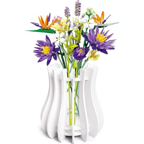 Kit de Vase en Bois pour Roses, Fleurs de Cerisier, Tournesol, Tulipes, jonquilles, Lotus, Vase de Fleurs pour Arrangement de Bouquet, décoration d'intérieur pour Femmes et Adultes (1/5)