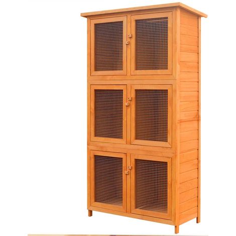 Animal Rabbit Cage 6 Rooms Wood vidaXL