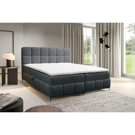 Boxspringbett Bett Schlafzimmerbett SOPHIE 100x200cm Stoff Rolf Dunkelgrau (1/5)