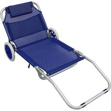 Tumbona 145x52x62h azul de metal silla con función de carrito (1/2)