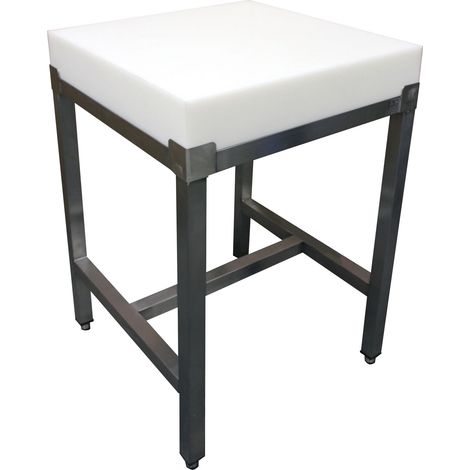 Billot Poly 500X500X100MM Sur Piétement Inox - L2G