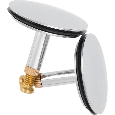 2 bouchons de baignoire - inox - rotatif - pour remplacement (1/5)