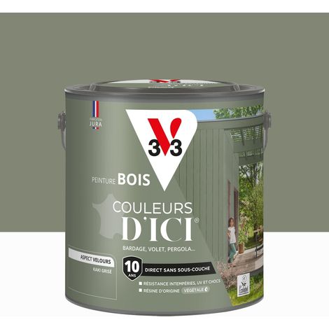 Pintura para madera exterior V33, Colores de aquí, Gris caqui aterciopelado, 2 L V33