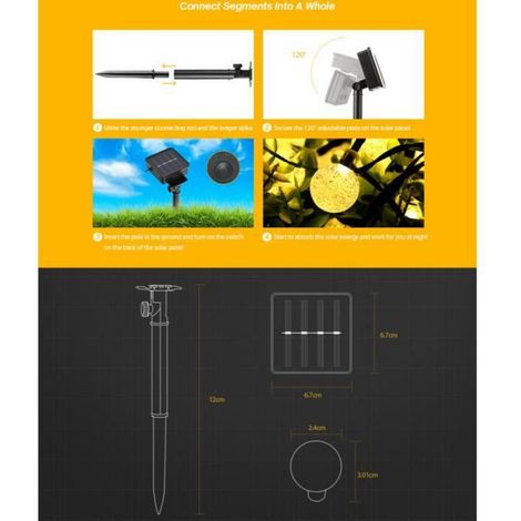 Guirlande Lumineuse Lampe à Cordes Solaires 6M/30 LED Lumière Ampoules étanche pour Fête Noël Mariage Jardin Décoratif éclairage (1/4)