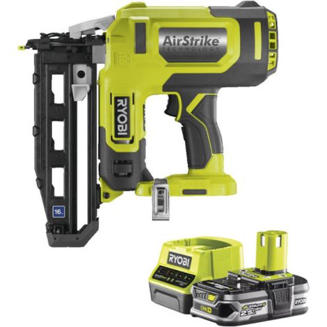 Pack RYOBI Cloueur de finition à air comprimé 18 V One+ R16GN18-0 - 1 Batterie 2.5Ah - 1 Chargeur rapide RC18120-125