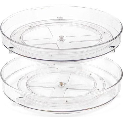 Lot de 2 Lazy Susan Plateau Tournante de Cuisine Plateaux de Rangement Rotatifs à 360° pour Cuisine et Salle de Bain(23.5 X 3,6 cm) (1/4)