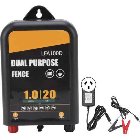 Chargeur de clôture électrique 20km 1J, basse impédance pratique, alimentation AC/DC 100-240V (1/5)