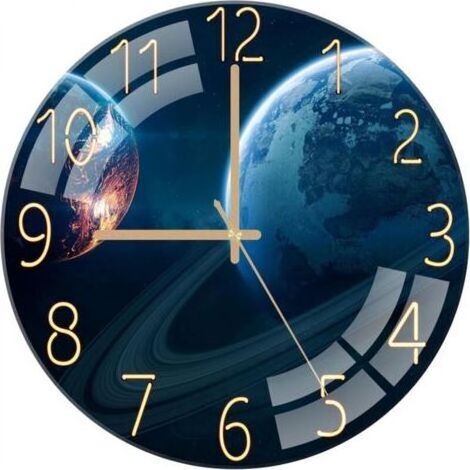 30 cm große Glaswanduhr, moderne, geräuschlose runde Quarzuhr ohne Ticken, Wanduhr für Wohnzimmer, Küche, Schlafzimmer, Büro (1/5)