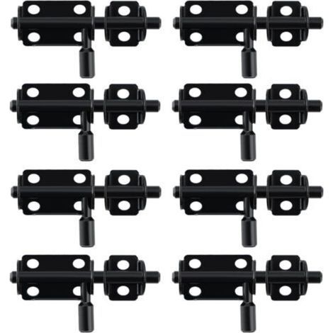 [JAMAIS UTILISÉ] 8pcs Verrou Porte Interieure, Loquet Porte Verrou Pratique, Loquet Porte Exterieur pour Armoire, Tiroir et Jardin, en Acier Inoxydable, Noir (1/4)