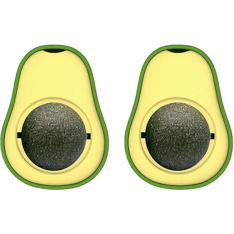 Lot de 2 balles à l'herbe à chat - Jouet créatif pour chatons - Balle à lécher en forme d'avocat - Style 1 (1/5)