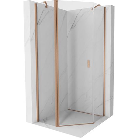 Mexen Mist cabine de douche pentagonale pivotante 100 x 100 cm, transparente, cuivre brossé - 8A8-100-100-65-00 (1/5)