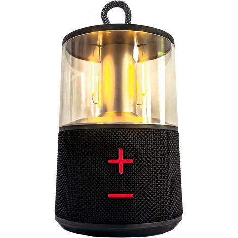 Lampada da campeggio a LED ricaricabile portatile con altoparlante Bluetooth, lampadina a LED vintage per tenda, lampada vintage per tavolo da pub all'aperto (nero) [classe energetica A]
