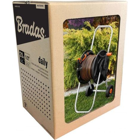 Kit chariot dévidoir avec tuyau 20 m 1/2 Bradas Black Line