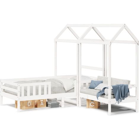 Maison Exclusive - Set cama y banco con techo madera maciza pino