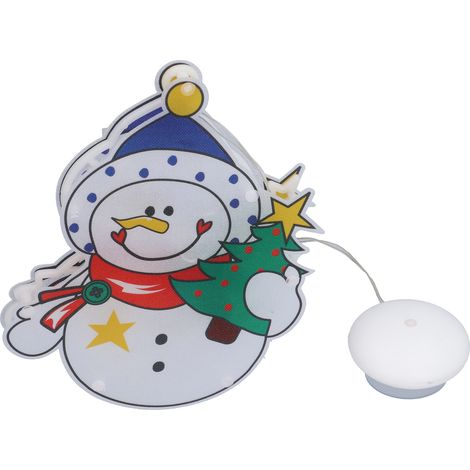 Bonhomme de neige LED Lumière de Noël Fenêtre Suspendue à Pile avec Ventouse pour Sapin Fête Chambre (1/5)