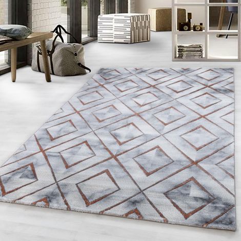 Naxos Luxury Marbled Rug Bedroom Living Room Contemporary White Bronze Medium 120x170 cm (3'11''x5'6'') (1/4)