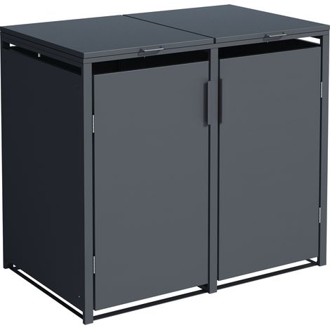 MÜNCHEN: Mülltonnenbox 115x62x102cm, für 2x Tonnen 120 Liter, Stahl anthrazit. Tür und Deckel klappbar
