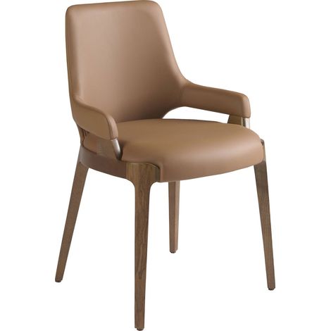 Chaise design marron Angel Cerda en simili cuir - Marron chocolat avec nuances noyer (1/5)