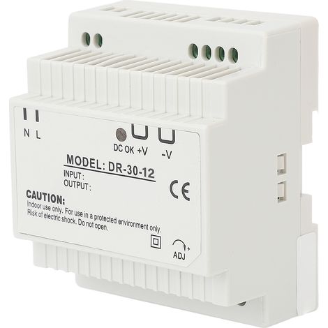 Alimentation rail DIN 30W 100-240V AC/DC, transformateur 12V pour sécurité industrielle et automation