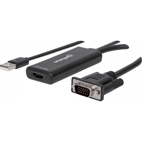 Manhattan 152426 cavo e adattatore video 1 m USB Type-A + VGA (D-Sub) HDMI Nero (1/5)