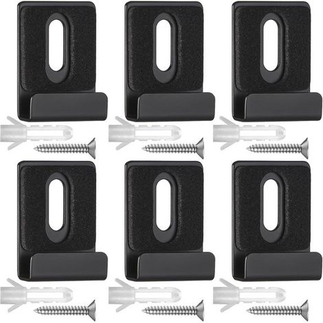 Kit de fixation pour miroir, pince de fixation murale, hauteur réglable, 6 pièces, noir (1/5)